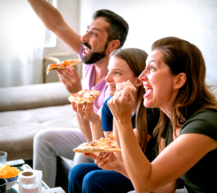 people eating pizza